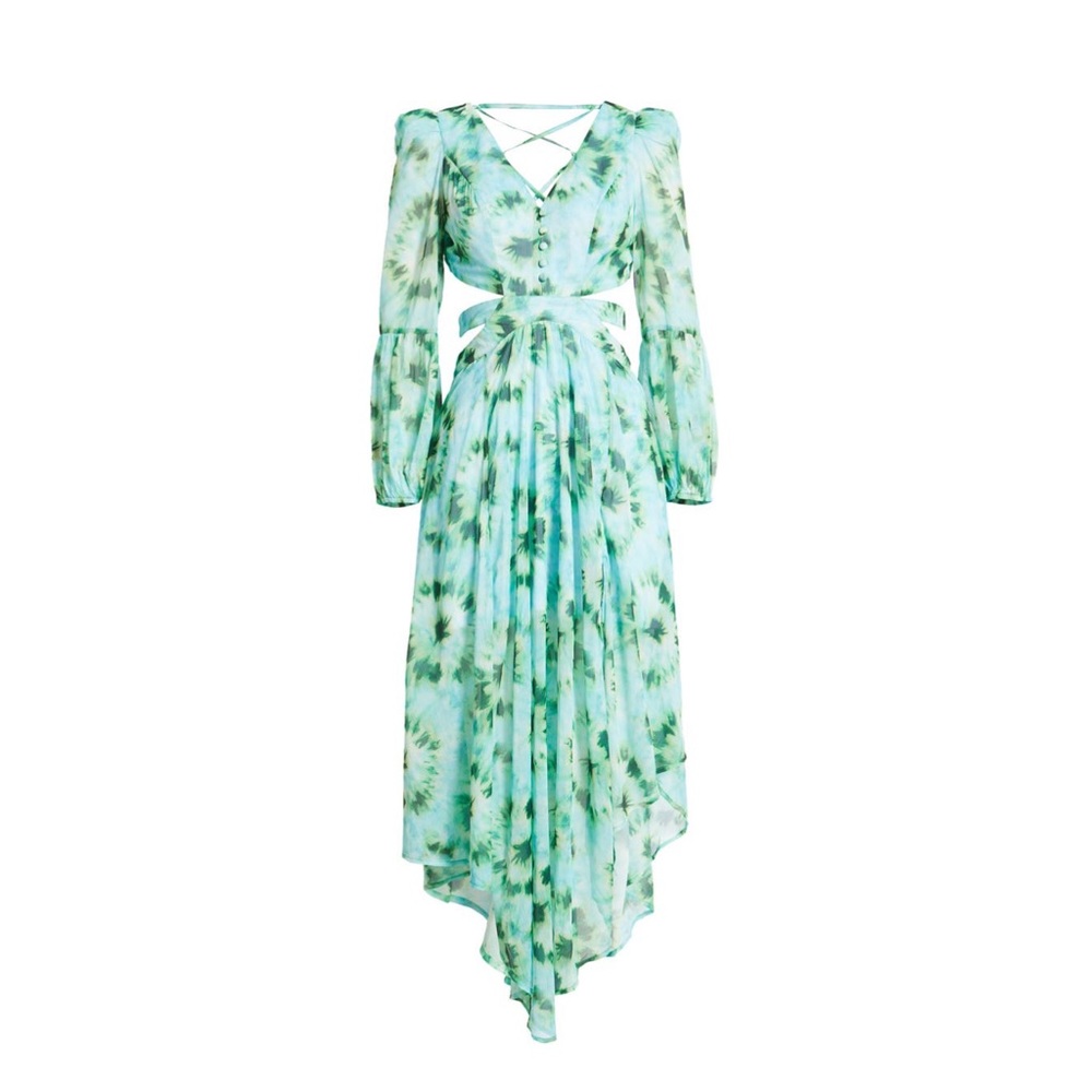 Rahi Willa Cut-Out Long Sleeve Dress, Lime Tie Dye Print Size L, New with Tag
